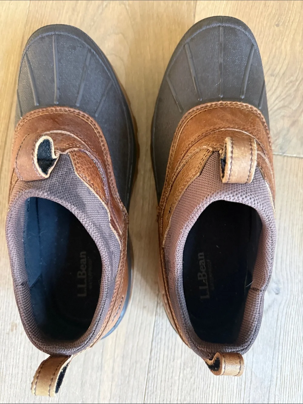 L.L. Bean Brown and Dark Gray Slip-On Waterproof Duck Boots - Never Worn